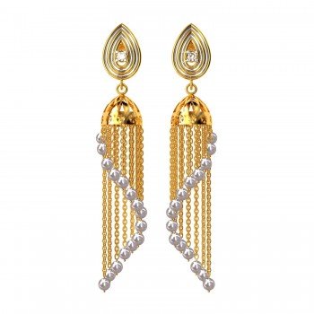 Long Pearl Jhumka Earrings