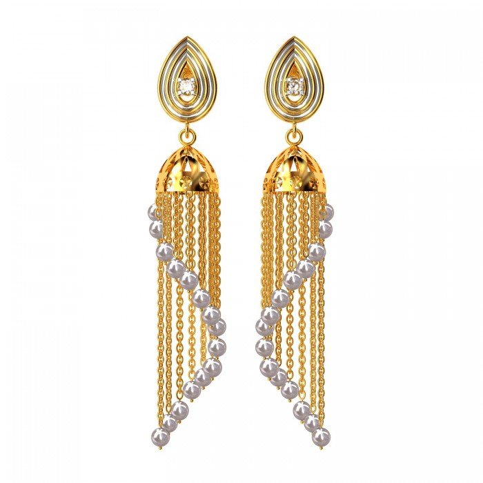 Long Pearl Jhumka Earrings