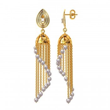 Long Pearl Jhumka Earrings