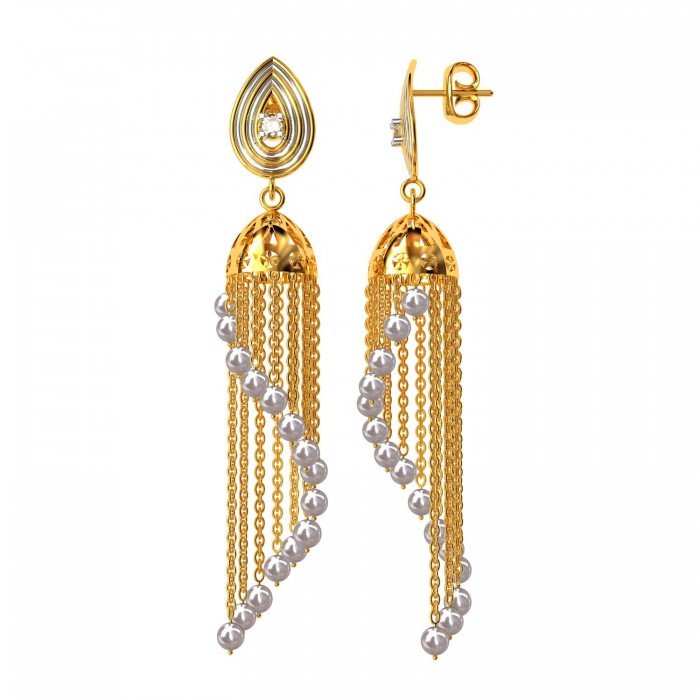 Long Pearl Jhumka Earrings