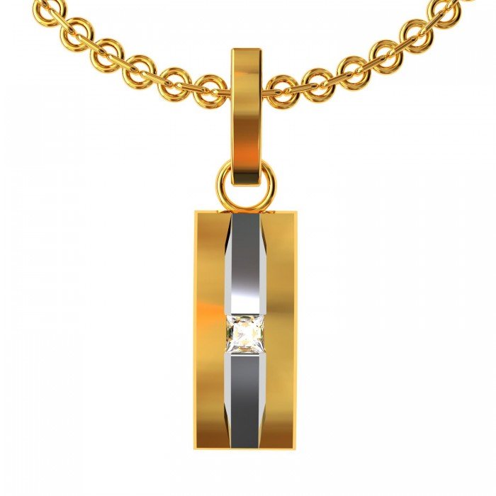 Princess American Diamond Gold Pendant