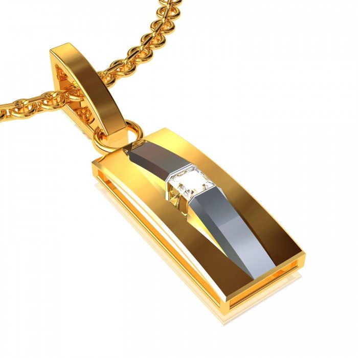 Princess American Diamond Gold Pendant