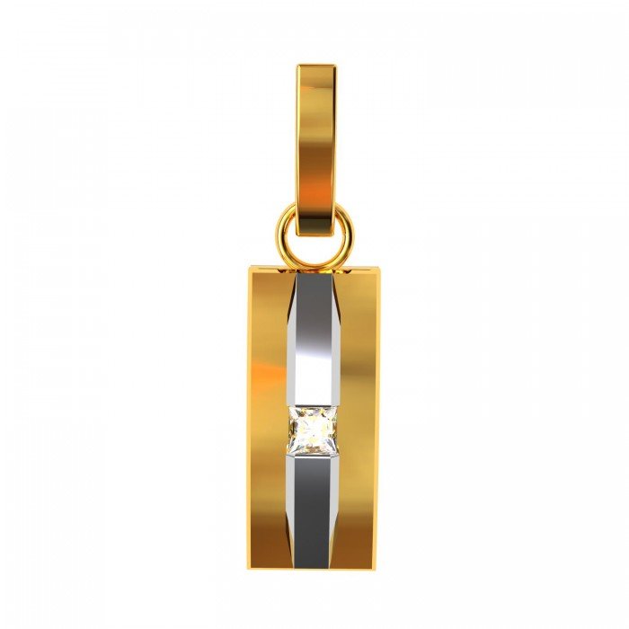 Princess American Diamond Gold Pendant