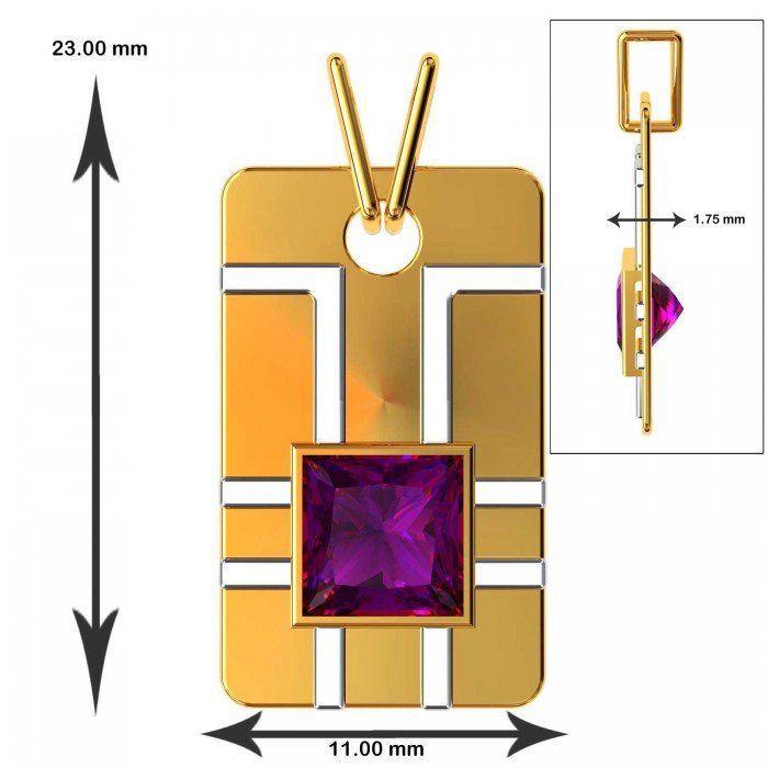 Amethyst Rectangular Pendant