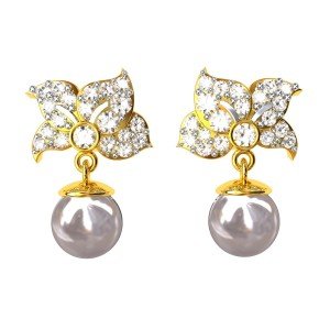 American Diamond Pearl Ear Studs