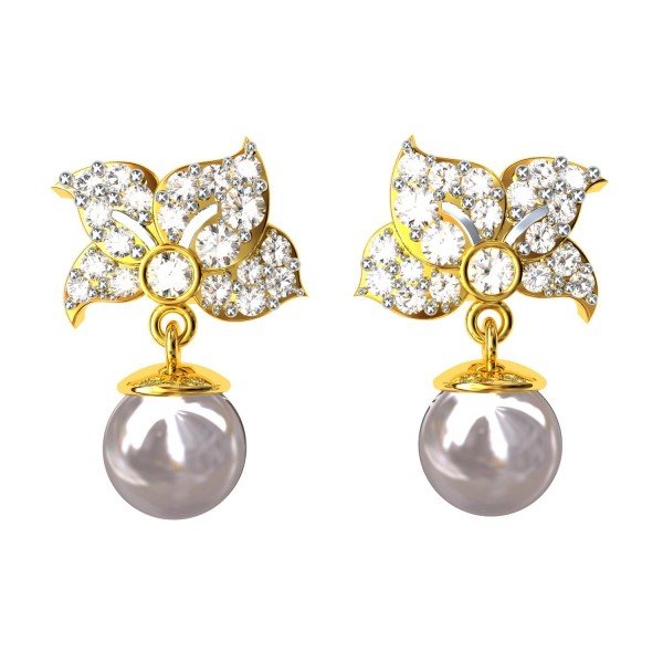 American Diamond Pearl Ear Studs American Diamond Pearl Ear Studs
