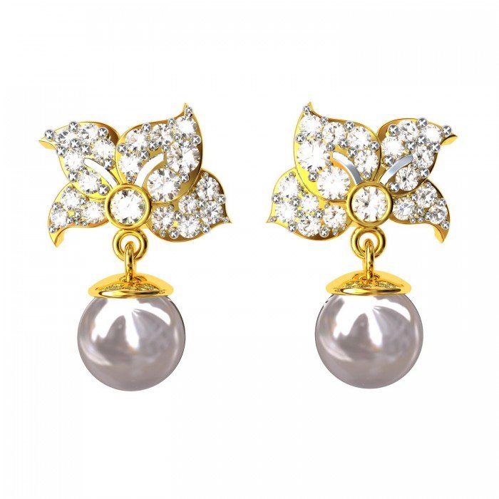 American Diamond Pearl Ear Studs