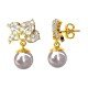 American Diamond Pearl Ear Studs