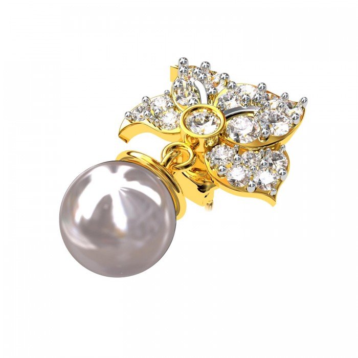 American Diamond Pearl Ear Studs