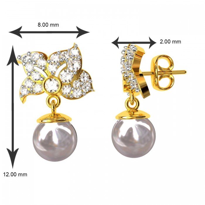 American Diamond Pearl Ear Studs