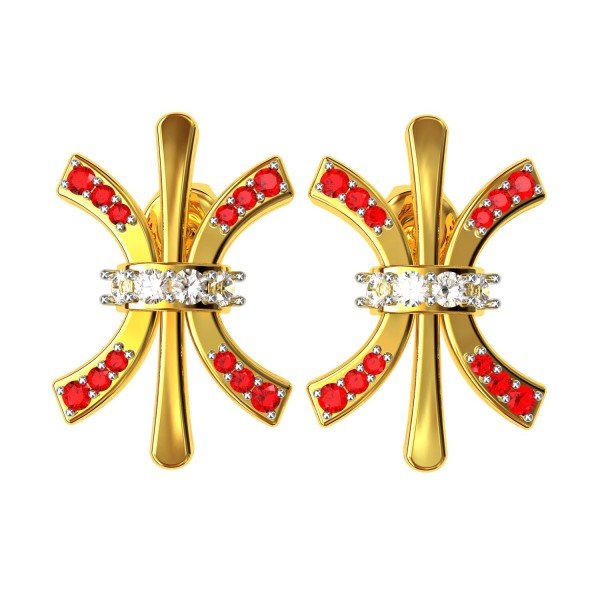Ruby American Diamond Stud Earrings Ruby American Diamond Stud Earrings