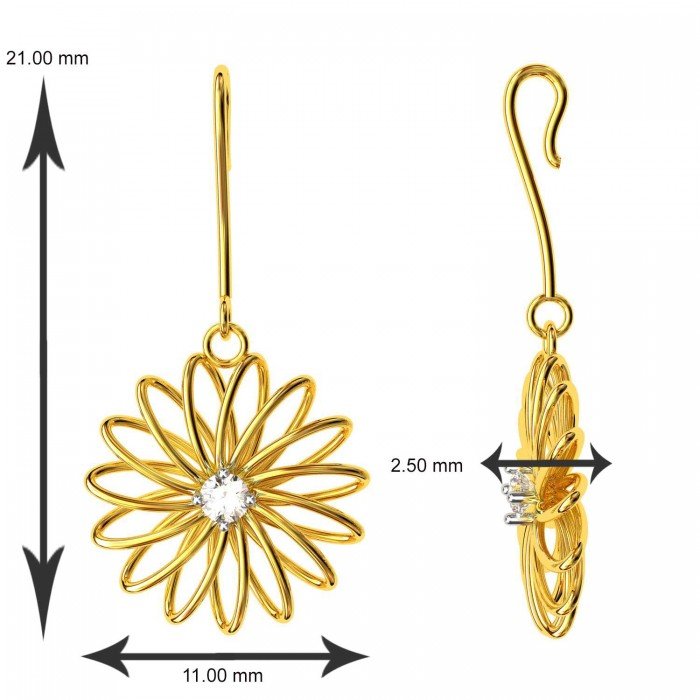 Sprial Gold American Diamond Dangling Earring