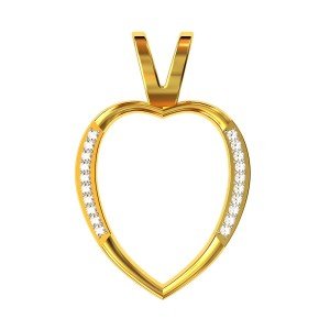 American Diamond Heart Pendant In 14K Yellow Gold