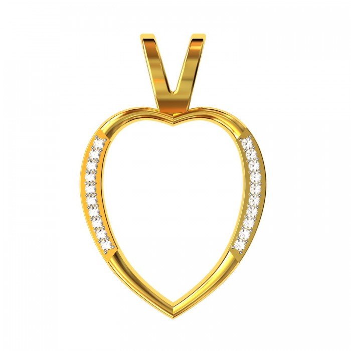 American Diamond Heart Pendant In 14K Yellow Gold