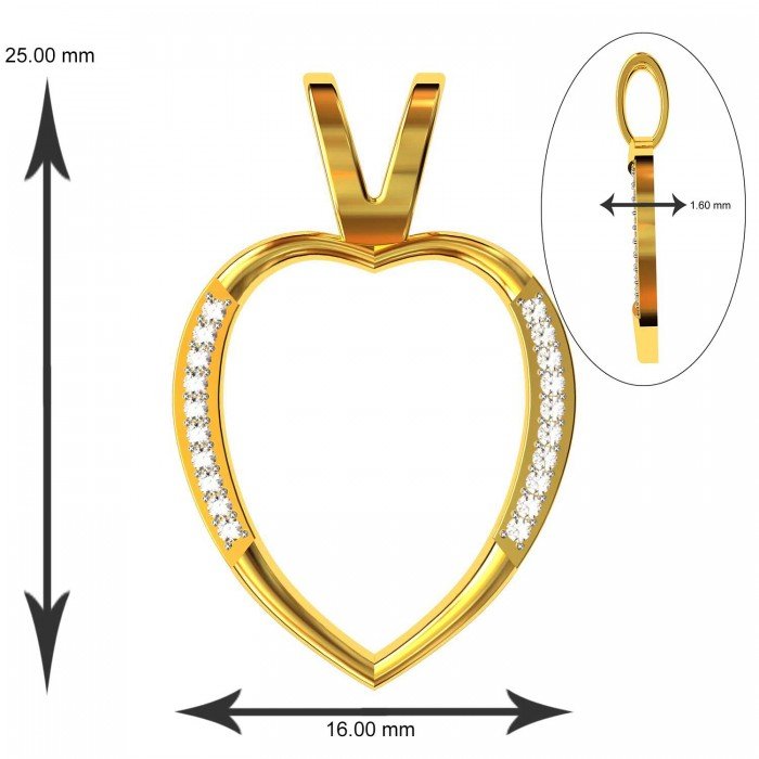American Diamond Heart Pendant In 14K Yellow Gold