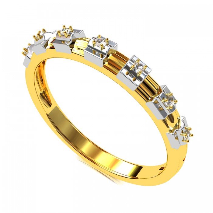 Gold American Diamond Band Ring