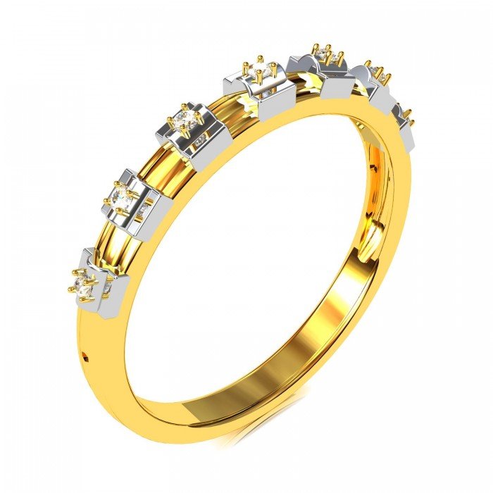 Gold American Diamond Band Ring