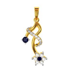 Blue Sapphire Cluster American Diamond Pendant