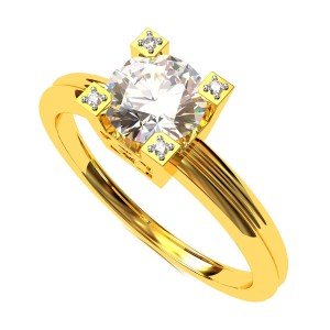 Stylish Solitaire American Diamond Ring