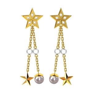 Star Dangling Pearl Earring