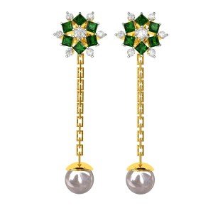 Changeable Tops Dangling Emerald Earring