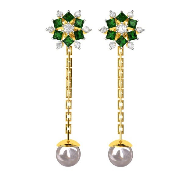 Changeable Tops Dangling Emerald Earring Changeable Tops Dangling Emerald Earring