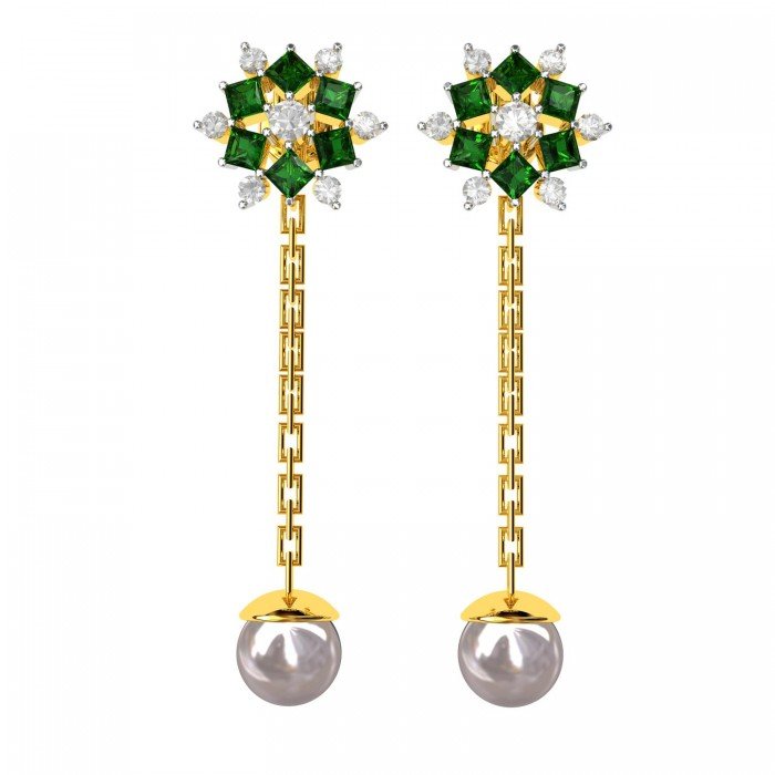 Changeable Tops Dangling Emerald Earring