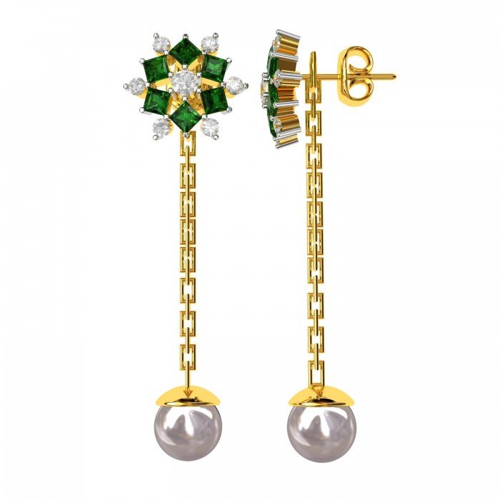 Changeable Tops Dangling Emerald Earring