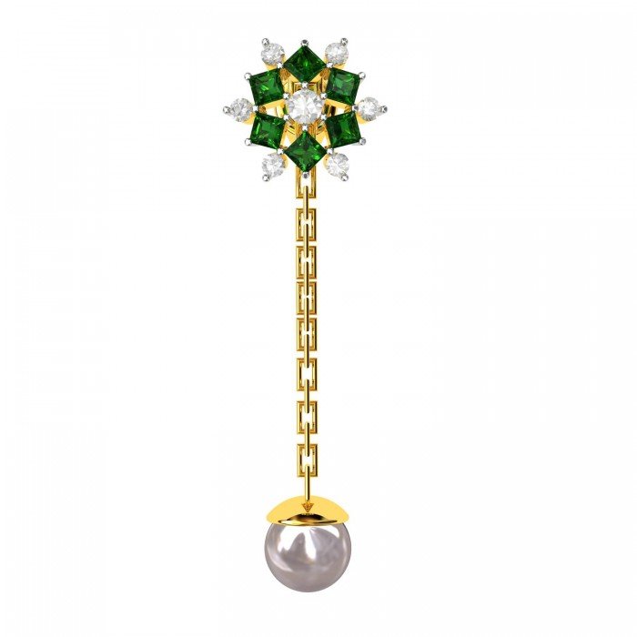 Changeable Tops Dangling Emerald Earring