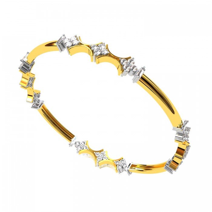 Diamond Round Baguette Tikra Bangle