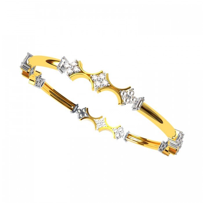 Diamond Round Baguette Tikra Bangle