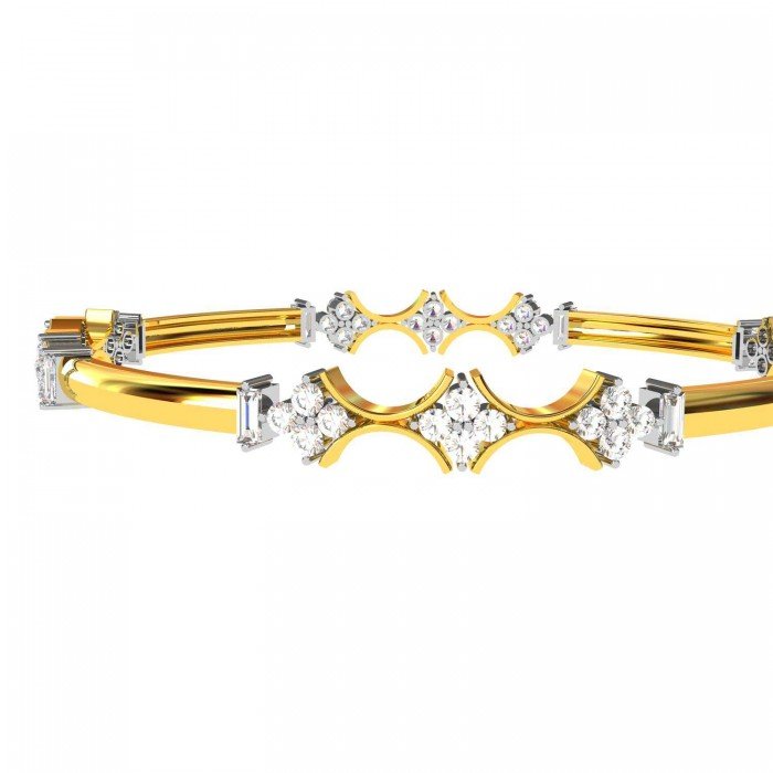 Diamond Round Baguette Tikra Bangle