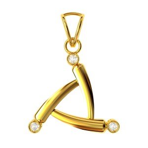 Three American Diamond Yellow Gold Pendant