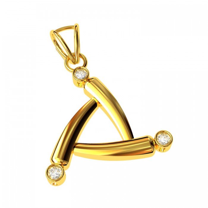 Three American Diamond Yellow Gold Pendant