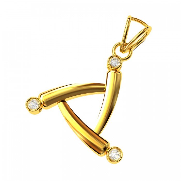 Three American Diamond Yellow Gold Pendant