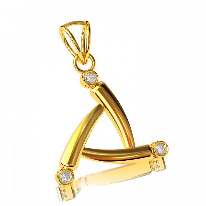 Three American Diamond Yellow Gold Pendant