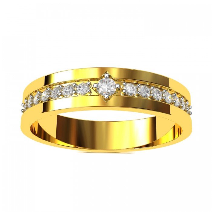 Gold Band American Diamond Wedding Ring