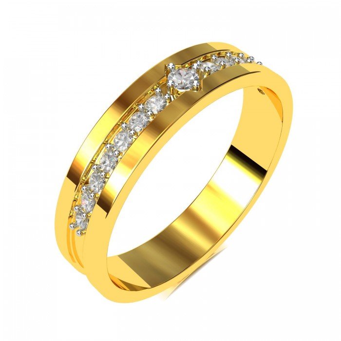 Gold Band American Diamond Wedding Ring