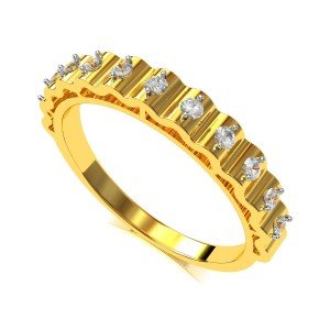 Yellow Gold American Diamond Band Ring