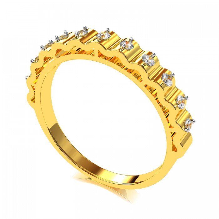 Yellow Gold American Diamond Band Ring