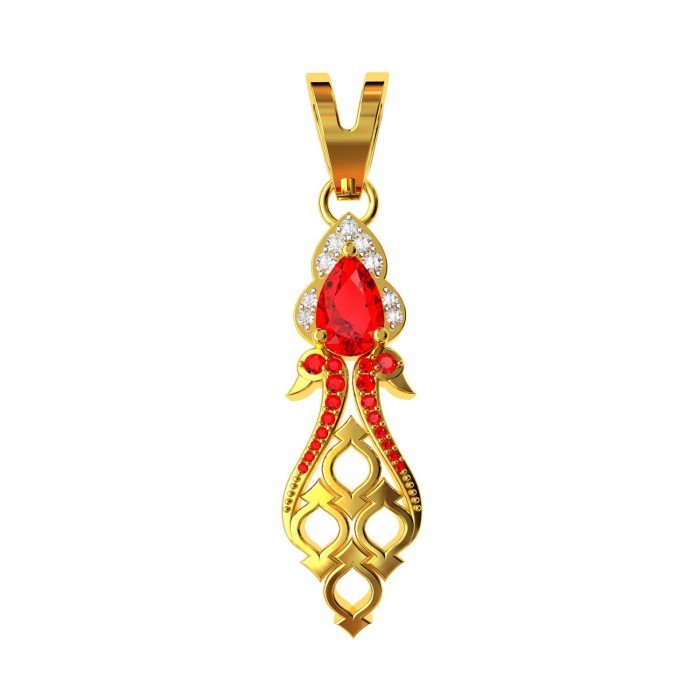 Peacock Ruby American Diamond Long Pendant