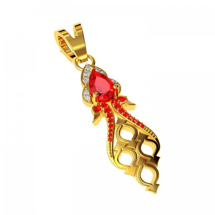 Peacock Ruby American Diamond Long Pendant