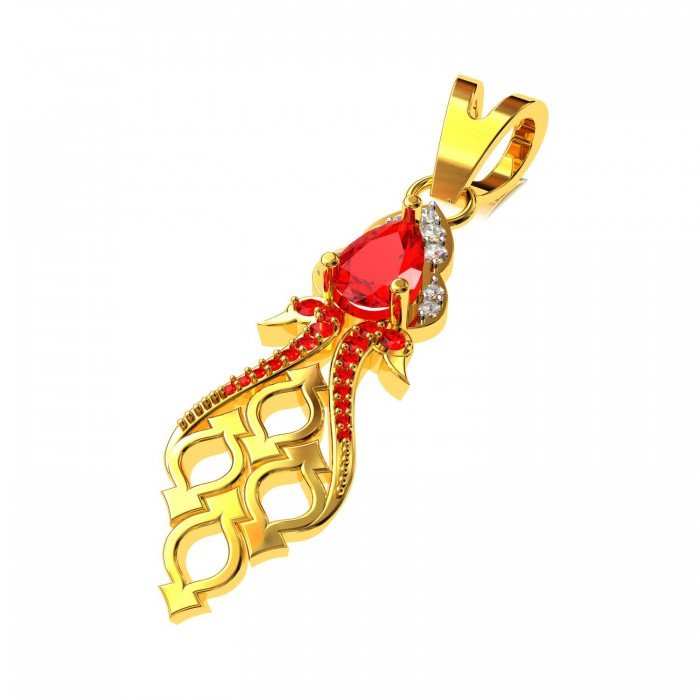 Peacock Ruby American Diamond Long Pendant