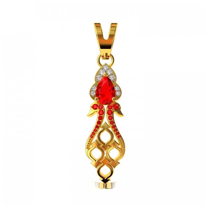 Peacock Ruby American Diamond Long Pendant