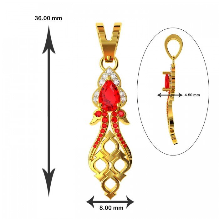 Peacock Ruby American Diamond Long Pendant