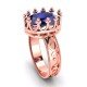 Crown Rose Gold Blue Sapphire Ring