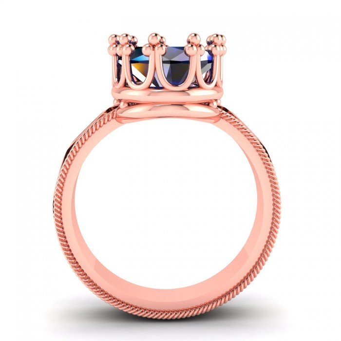 Crown Rose Gold Blue Sapphire Ring