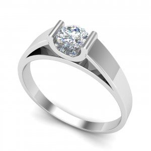 Silver Solitaire Engagement Ring