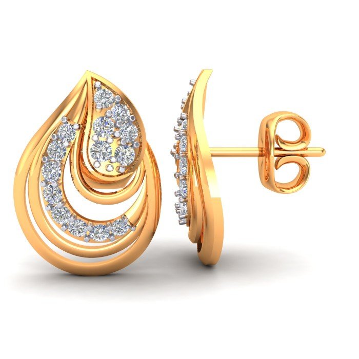 Yellow Gold American Diamond Earring