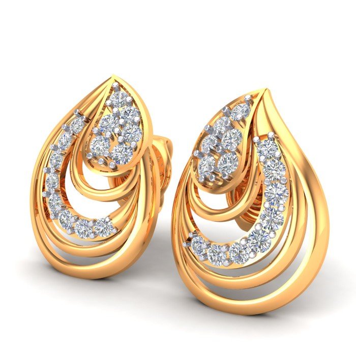 Yellow Gold American Diamond Earring